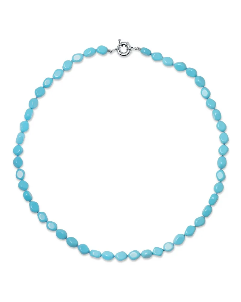 Collar de turquesas con cierre de oro 18k blanco 45 cm