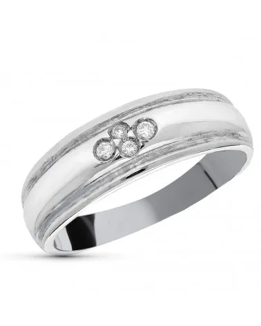 Sortija oro 18k blanco diamantes naturales talla brillante 6 mm