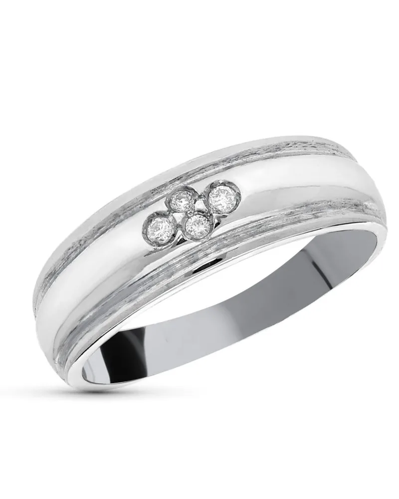 Sortija oro 18k blanco diamantes naturales talla brillante 6 mm