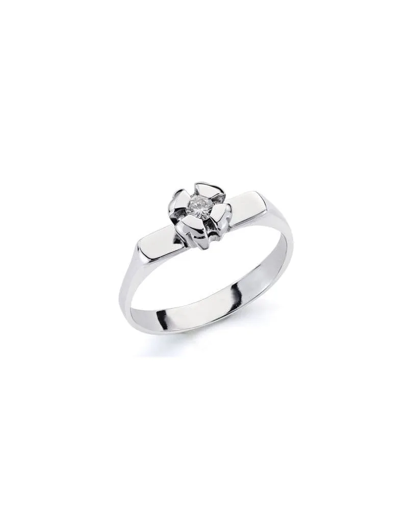 Solitario oro 18k blanco con diamante natural talla brillante