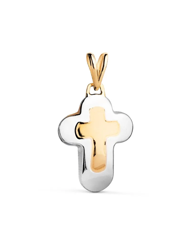 Cruz oro 18k bicolor en brillo lisa