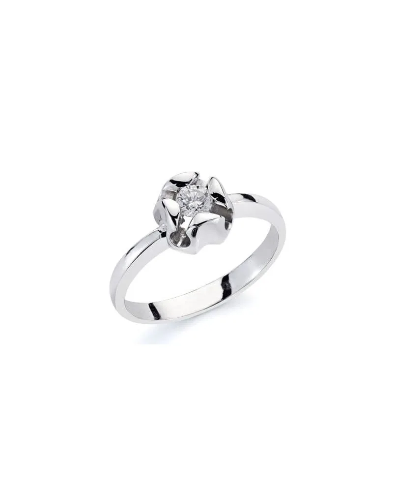 Solitario oro 18k blanco con diamante natural 0,2 quilates 7,5 mm