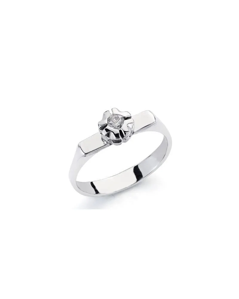 Solitario oro 18k blanco diamante natural 0,1 quilates