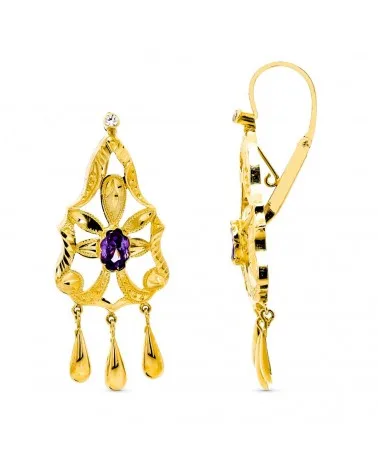 Pendientes oro 18k amarillo cigarron lagrimas 47x16 mm