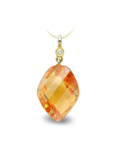 Colgante oro 18k bicolor topacio 20 mm circonita