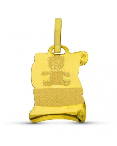 Colgante oro 18k amarillo pergamino oso 16x11 mm
