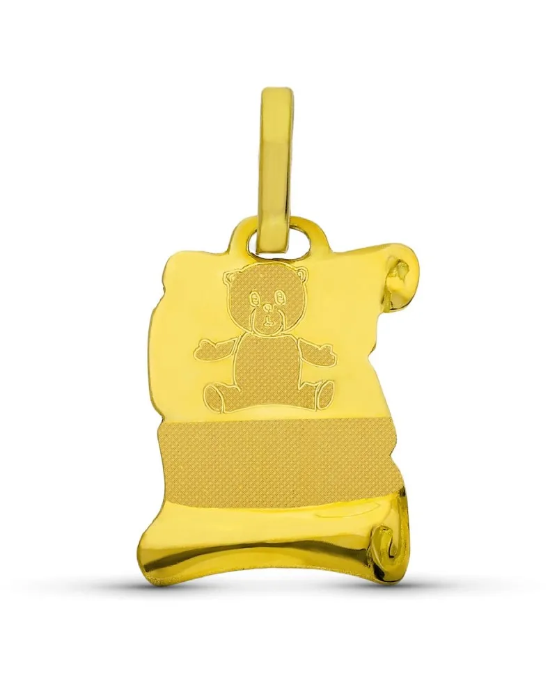 Colgante oro 18k amarillo pergamino oso 16x11 mm