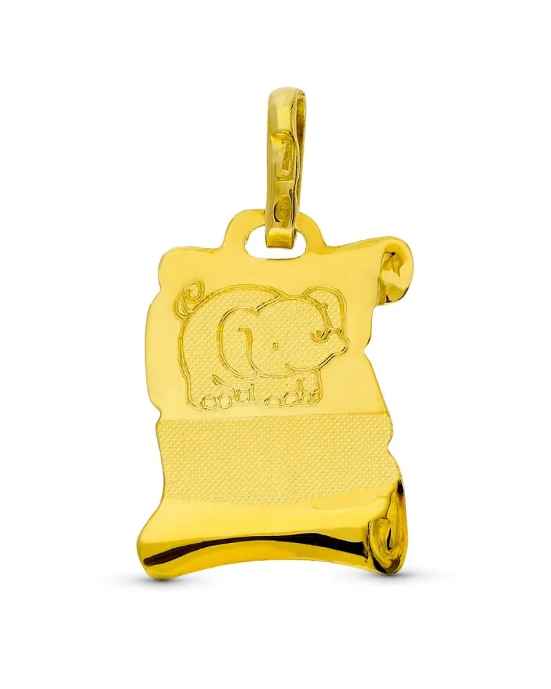 Colgante oro 18k amarillo pergamino elefante 16x11 mm