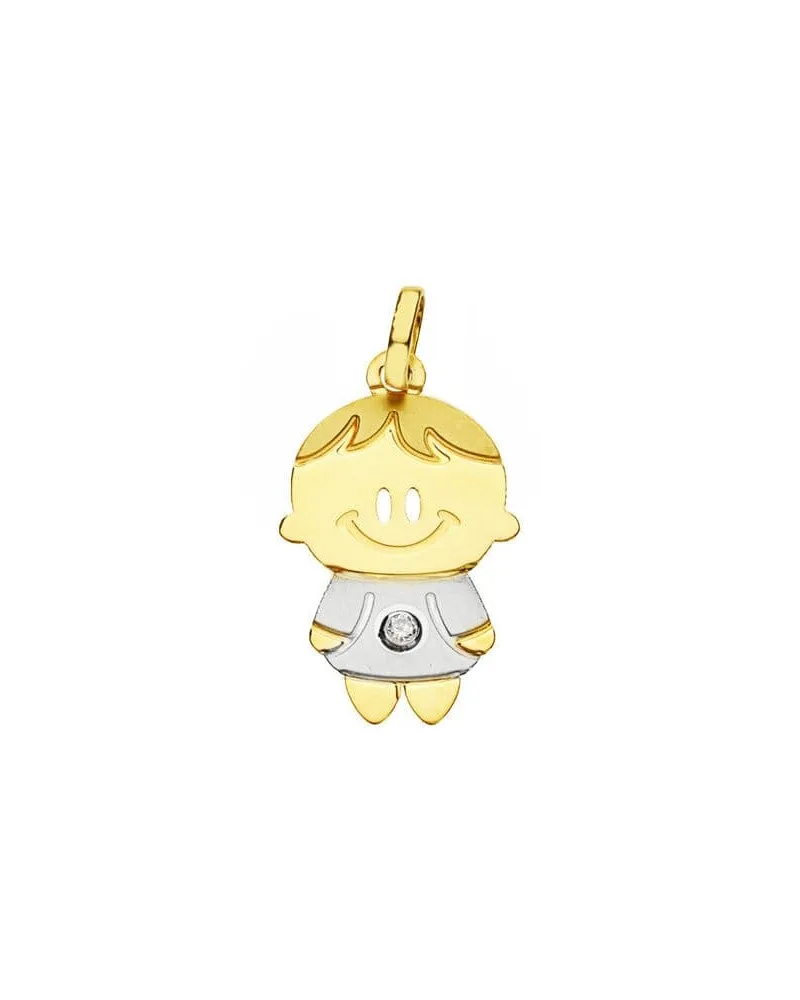 Colgante oro 18k bicolor niño 22x13 mm