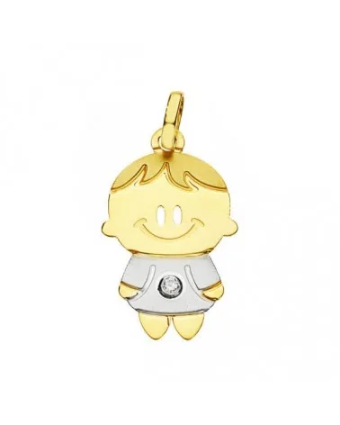 Colgante oro 18k bicolor niño 22x13 mm