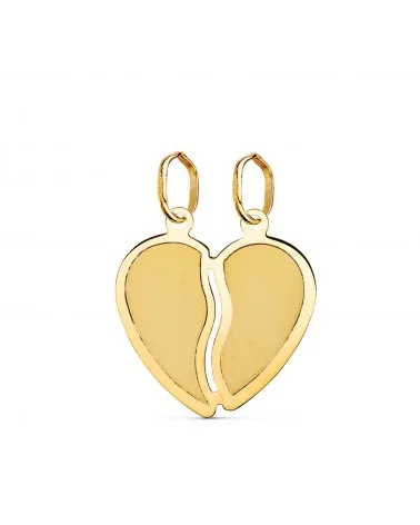 Colgante oro 18k amarillo corazón partido matizado bordes