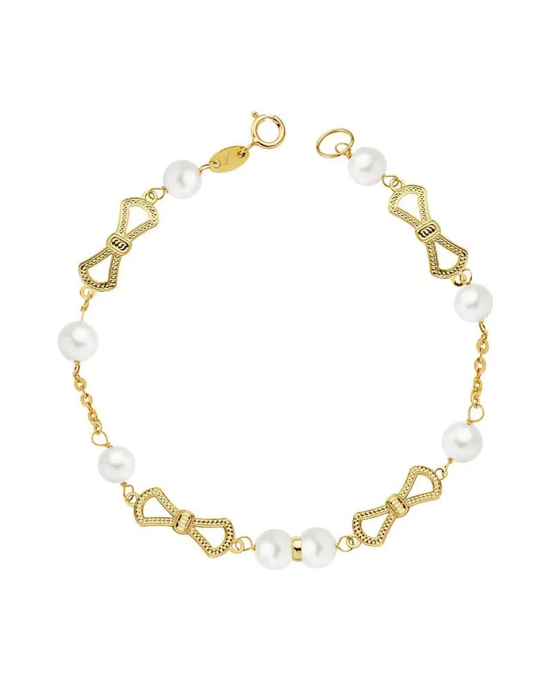 Pulsera oro 18k amarillo comunión perla 5,5 mm 17,50 cm