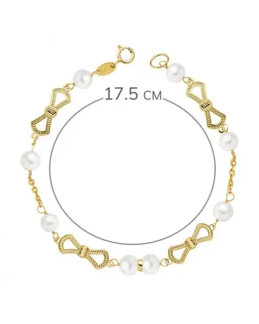 Pulsera oro 18k amarillo comunión perla 5,5 mm 17,50 cm