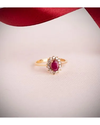 Sortija oro 18k amarillo rubí 7x5 mm