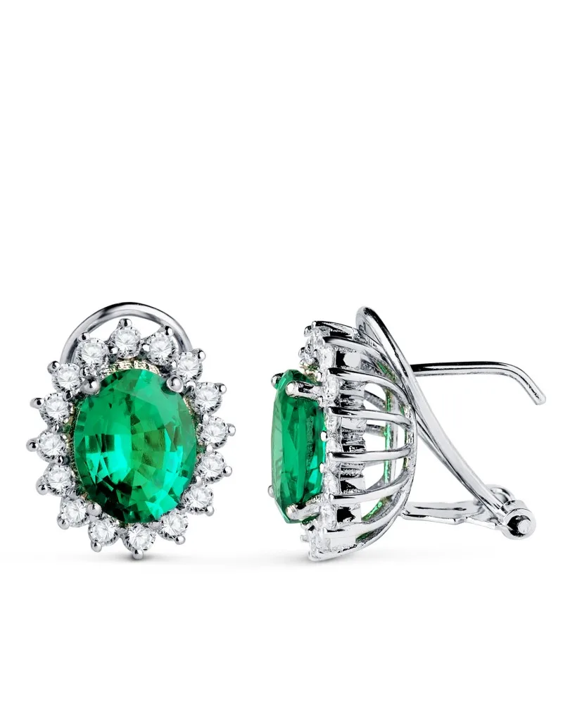 Pendientes oro 18k blanco 32 diamantes de laboratorio