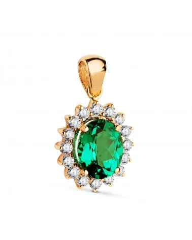 Colgante oro 18k amarillo esmeralda recristalizada 9x7 mm