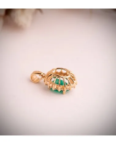 Colgante oro 18k amarillo esmeralda recristalizada 9x7 mm