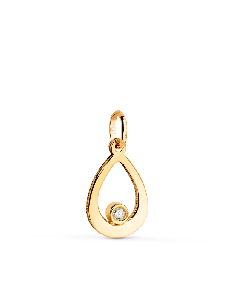 Colgante oro 18k amarillo gota diamante natural
