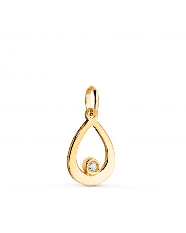 Colgante oro 18k amarillo gota diamante natural