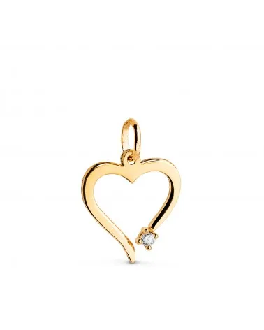 Colgante oro 18k amarillo corazón diamante natural