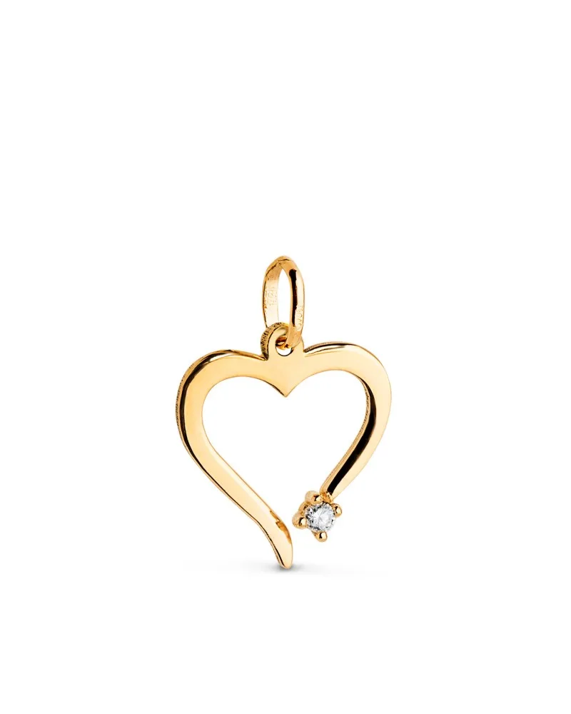 Colgante oro 18k amarillo corazón diamante natural