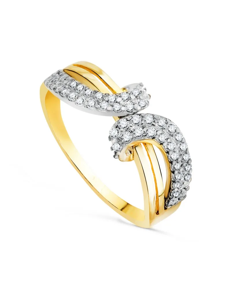 Sortija oro 18k bicolor calada con motivo cruzado