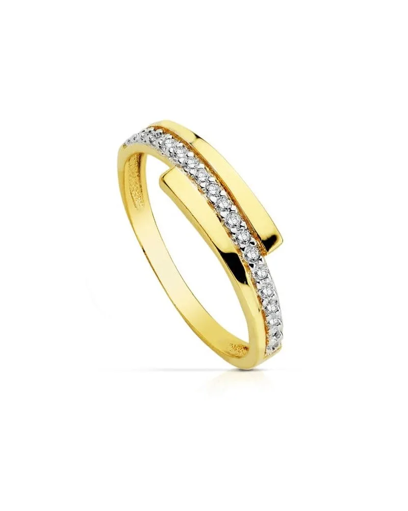 Sortija oro 18k bicolor cruzada con circonita