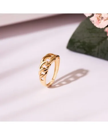 Sortija oro 18k amarillo eslabones brillo