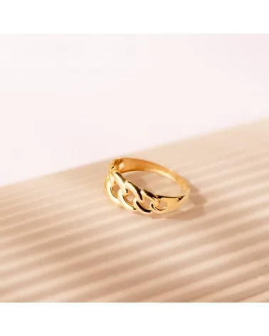 Sortija oro 18k amarillo eslabones brillo