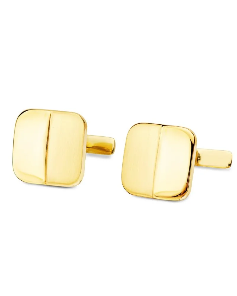 Gemelos oro 18k cuadrados mate y brillo 14mm