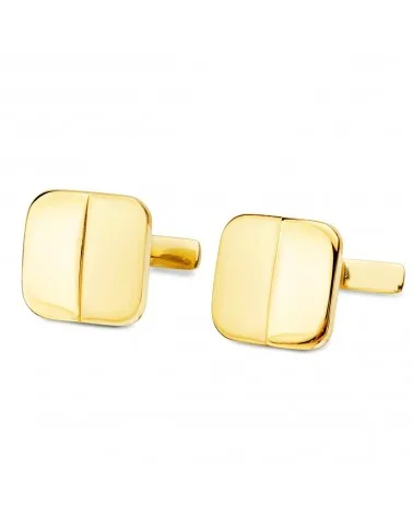 Gemelos oro 18k cuadrados mate y brillo 14mm