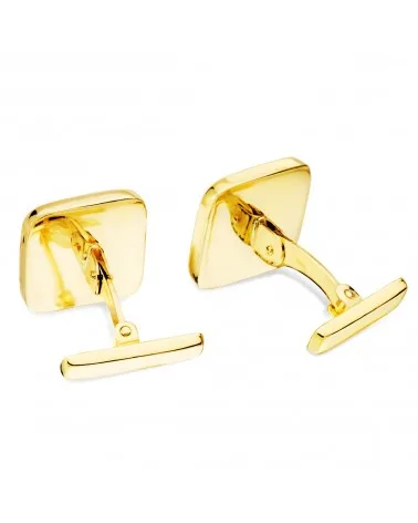 Gemelos oro 18k cuadrados mate y brillo 14mm
