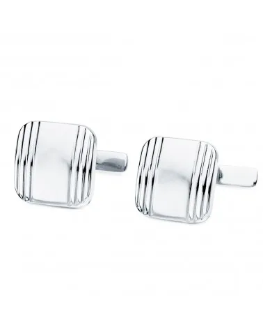 Gemelos oro blanco 18k cuadrados mate y brillo 14mm
