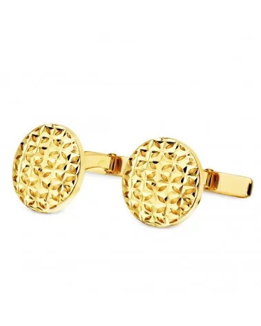 Gemelos oro 18k redondos tallados calados 15mm