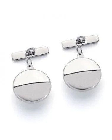 Gemelos oro blanco 18k mate y brillo 15mm