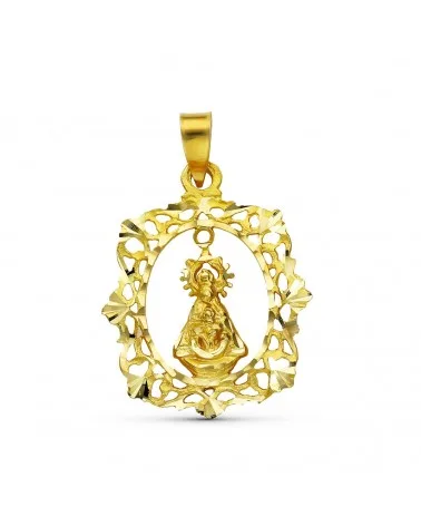 Medalla oro 18k Virgen Tiscar cerco calado 25x20mm