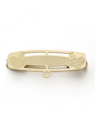 Alfiler oro 18k amarillo diseño abejas diamante 28mm