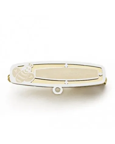 Alfiler oro 18k bicolor abeja 28x7 mm