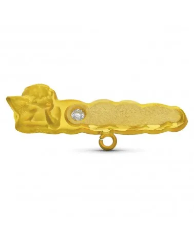 Alfiler oro 18k ángel circonita 27x9mm