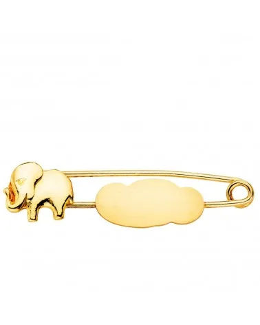 Alfiler oro 18k elefante y nube mate 32x8mm