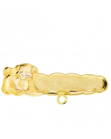 Alfiler oro 18k león tallado 28x8mm