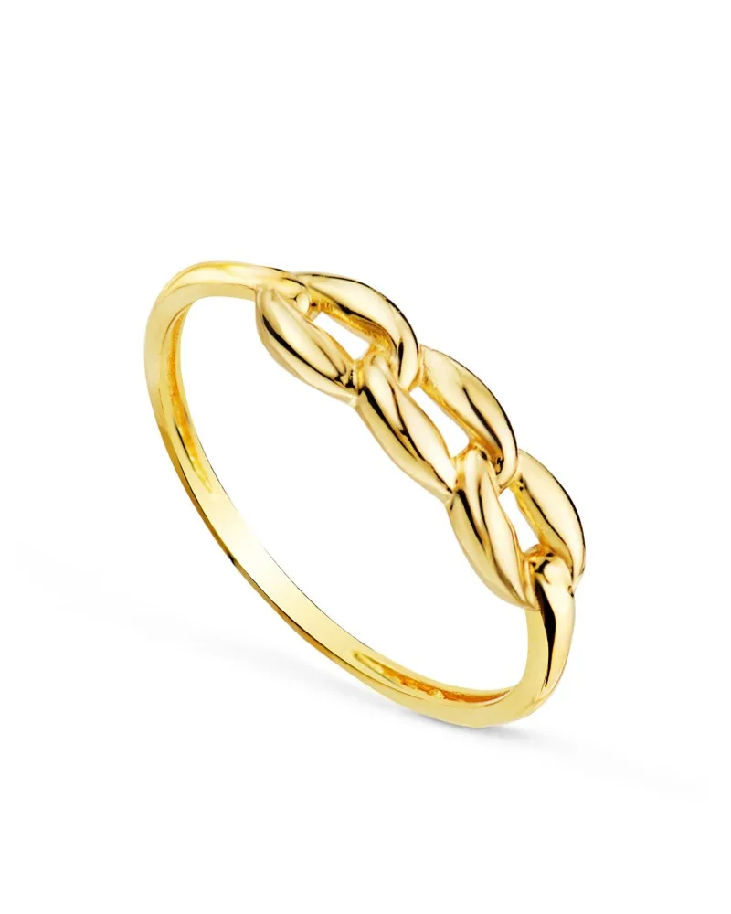 Sortija oro 18k amarillo con tres eslabones lisos brillo