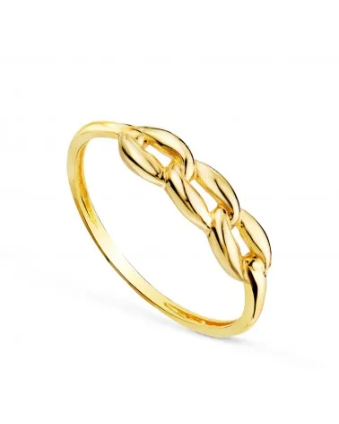 Sortija oro 18k amarillo con tres eslabones lisos brillo