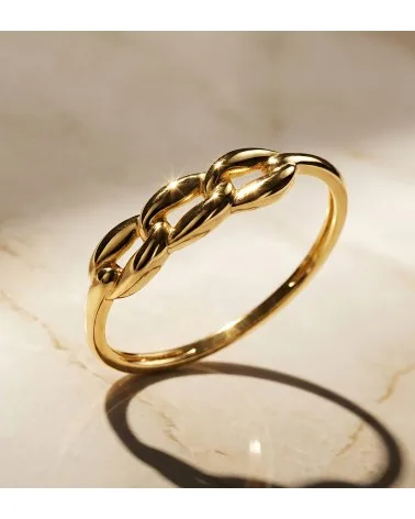 Sortija oro 18k amarillo con tres eslabones lisos brillo