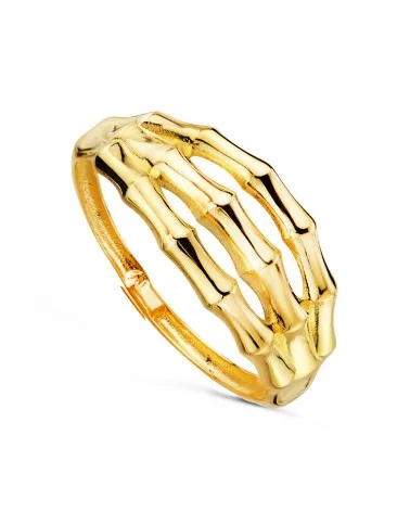 Sortija oro 18k amarillo con triple cuerpo de bambú brillo