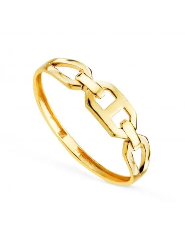 Sortija oro 18k amarillo con eslabón ancla calado brillo