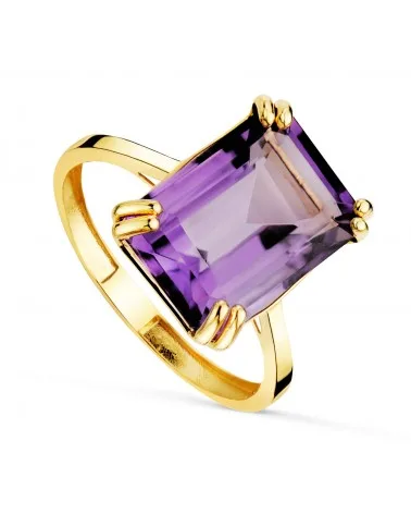 Sortija oro 18k amarillo piedra amatista