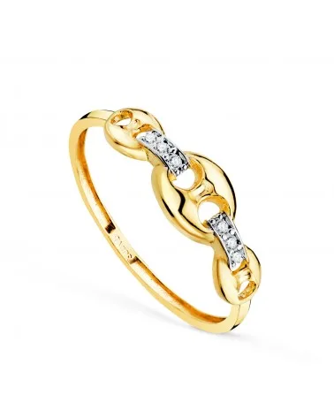 Sortija oro 18k bicolor con eslabones nudo de barco