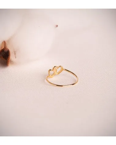 Sortija oro 18k amarillo corazones entrelazados