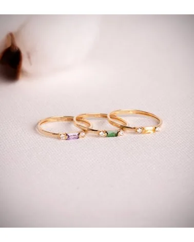 Sortija oro 18k amarillo amatista natural 4x2 mm y circonitas